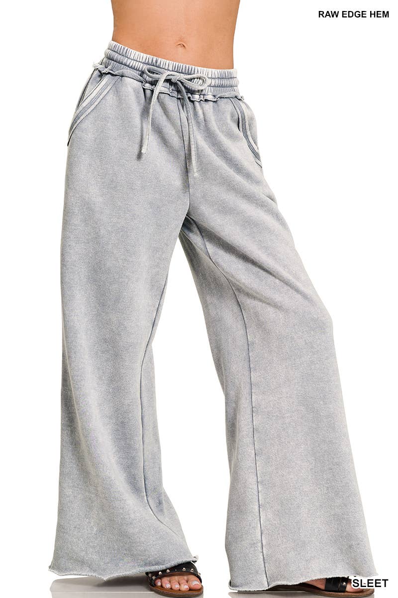 Zenana Cozy Wide Leg Sweatpants – Sleet