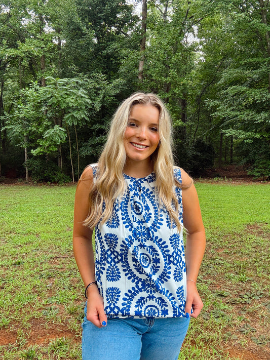 Blue Paisley Tank