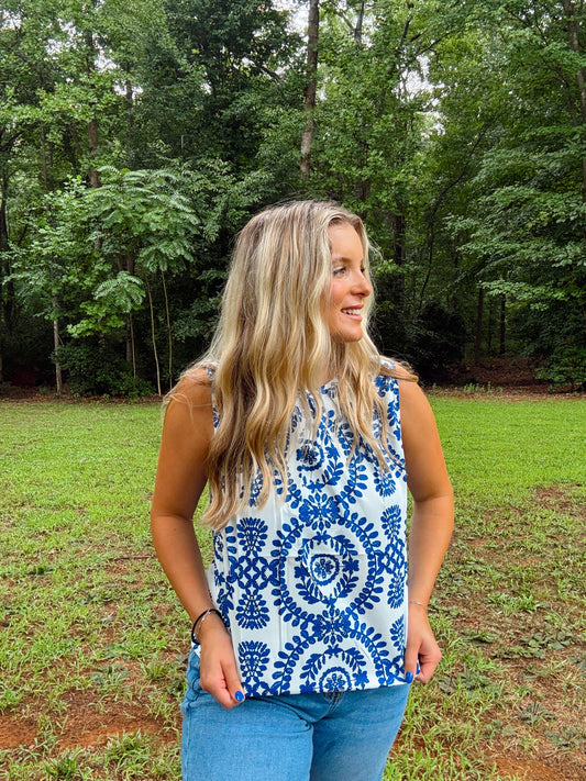 Blue Paisley Tank