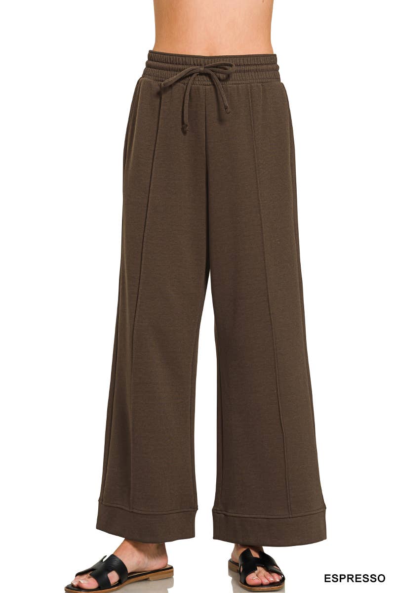 Scuba Pintuck Wideleg Pants w/ pockets